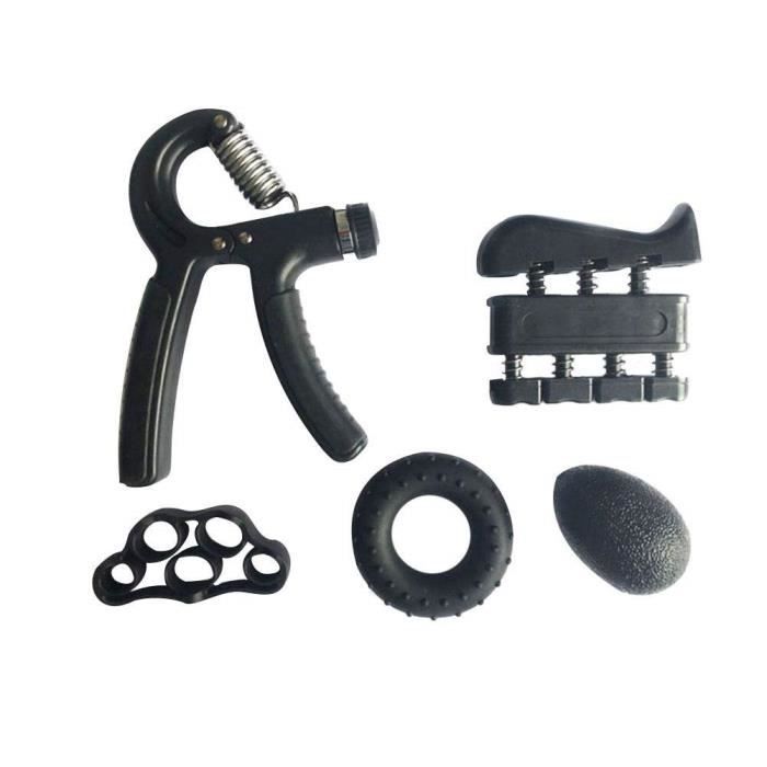 Poignée d'exercices de musculation Gripper ou Hand grip 5 Pièces Bras Exerciseur Produits De Fitness Entraînement Set noir