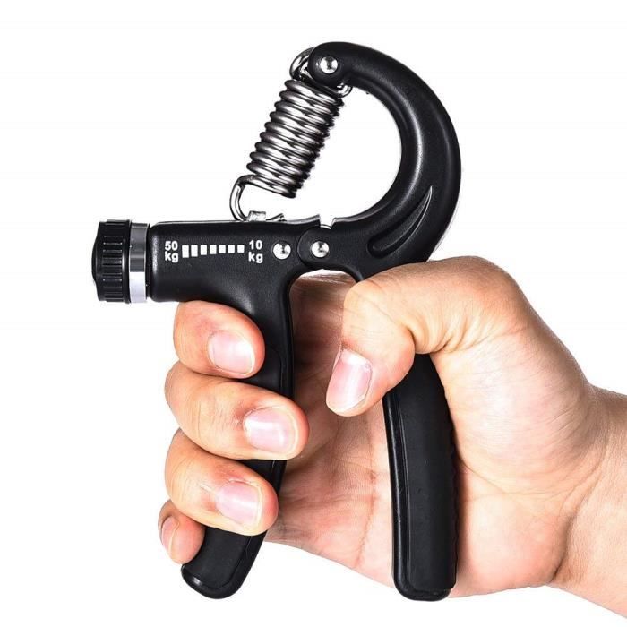 Poignée d'exercices de musculation Gripper ou Hand grip pour le renforcement de la main et de l'avant-bras(10-50kg)Noir