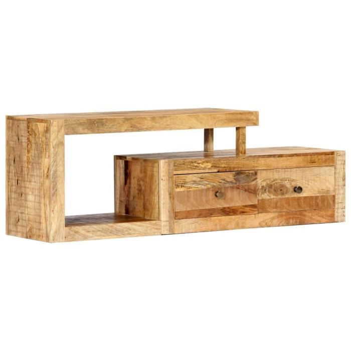 Duokon Meuble TV 120 x 30 x 40 cm Bois massif de manguier-FAS