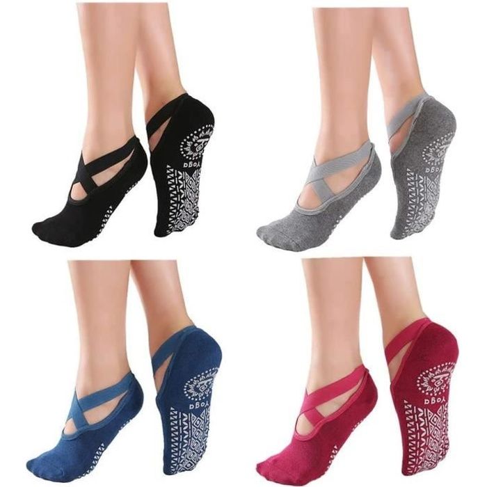 Demeuble®Chaussettes de Yoga antidérapantes pour Femme, Chaussettes de Pilates antidérapantes avec poignées