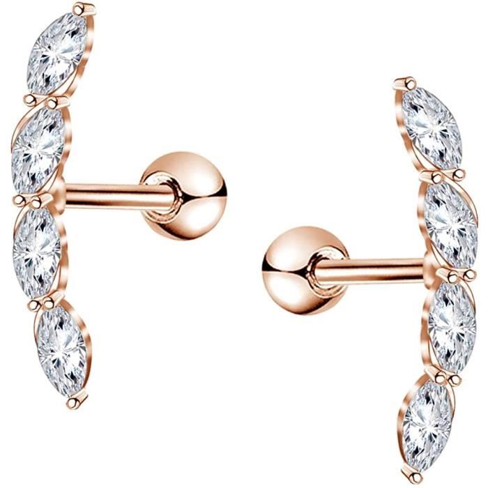 OUFER 2PCS Helix Piercing Oreille Cartilage 16G en Acier Inoxydable 316L CZ Courbé Vigne Piercing Tragus Bijoux de Piercing