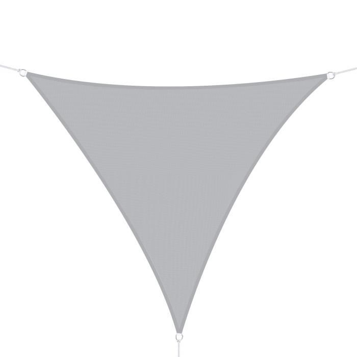 Voile d'ombrage triangulaire grande taille 4 x 4 x 4 m polyester imperméabilisé haute densité 160 g/m² gris 400x400x1cm Gris