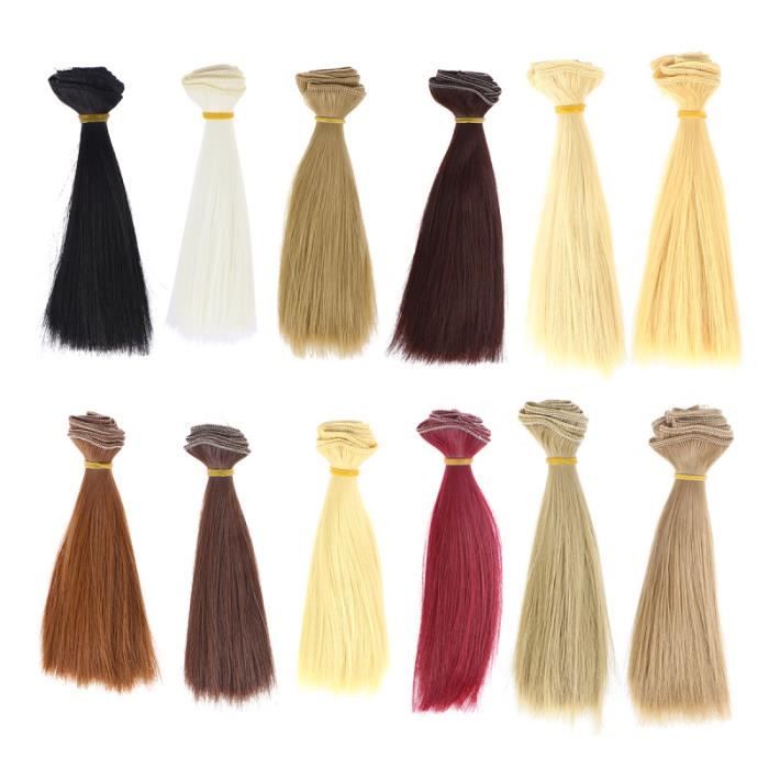 12 pièces résistant à la chaleur droite mode perruque cheveux artisanat synthétique bricolage poupée perruques Extensions POUPEE