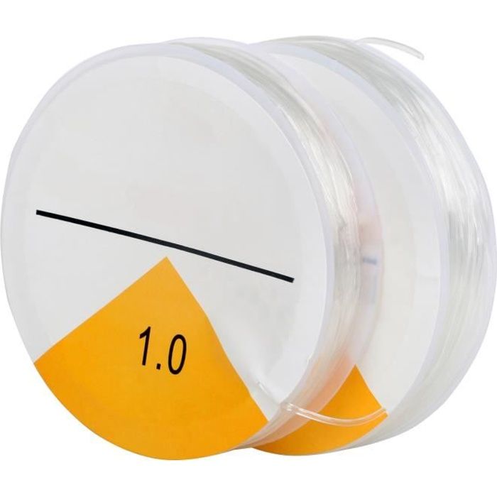 TRIXES 2 bobines de 8 m de fil extensible élastique transparent de 1 mm pour fabrication de bijoux en perles
