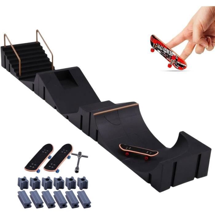 Mini Rampe de Skateboard Doigts Parc de Touche Robuste 6 en 1 Mini Planche roulettes Assembler