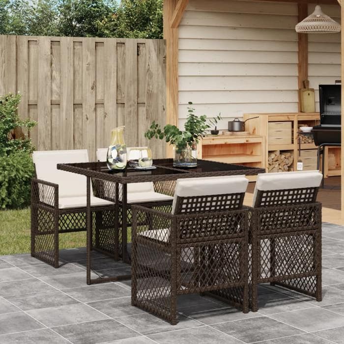 vidaXL Ensemble à manger de jardin 5 pcs avec coussins - vue 2