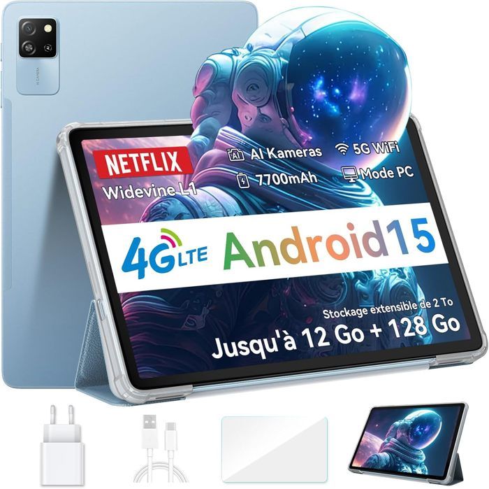 Blackview Tab 60 Pro Tablette Tactile 10.1 HD+ IPS Android 1412Go+128Go/SD 1 To5100mAh(10W) Wifi 5 Mode PC Dual SIM – Bleu