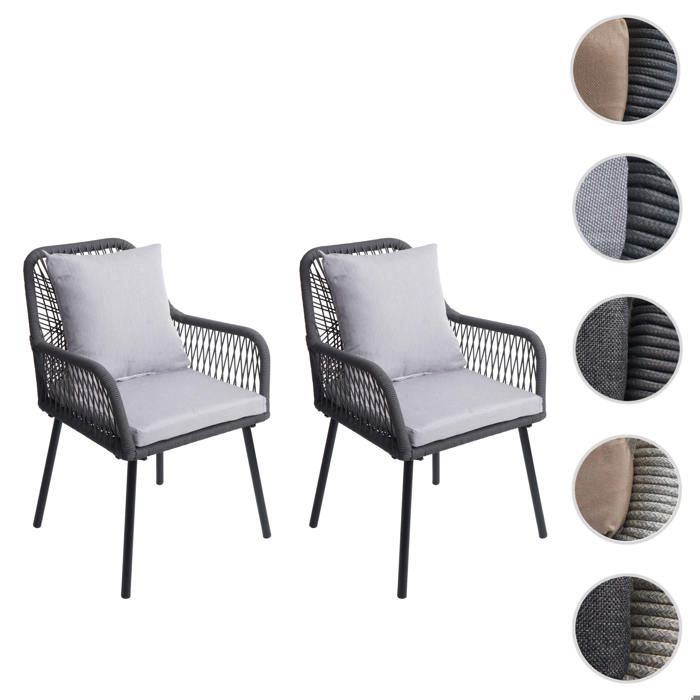 MCW Lot de 2 chaises de jardin MCW-O12 anthracite tissu gris clair MCW Lot de 2 chaises de jardin MCW-O12 anthracite tissu gris clair