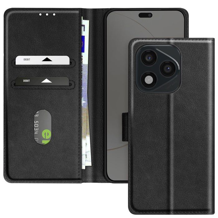 Étui Portefeuille Avec Dragonne Pour Honor 90 Smart - En Similicuir Noir, Style Pratique Et Protecteur
