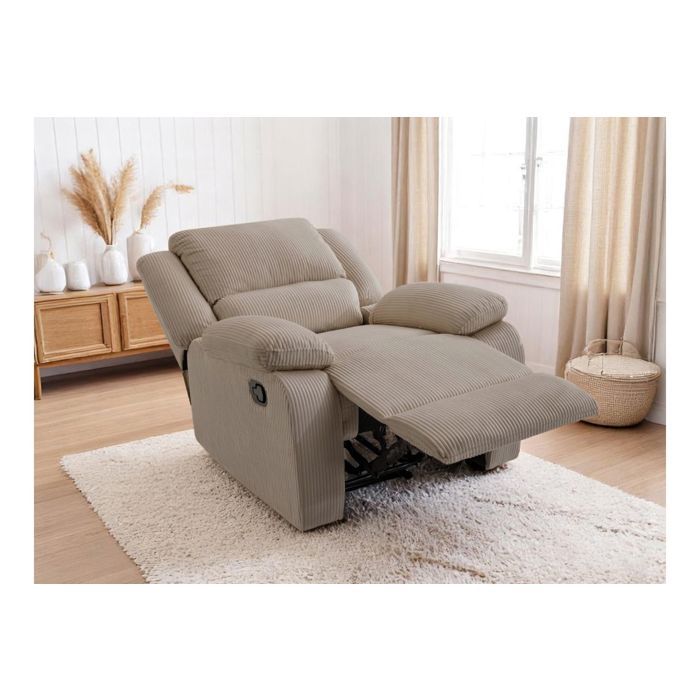 RELAXXO - Fauteuil relaxation manuel LEO en velours côtelé - Taupe RELAXXO - Fauteuil relaxation manuel LEO en velours côtelé - Taupe