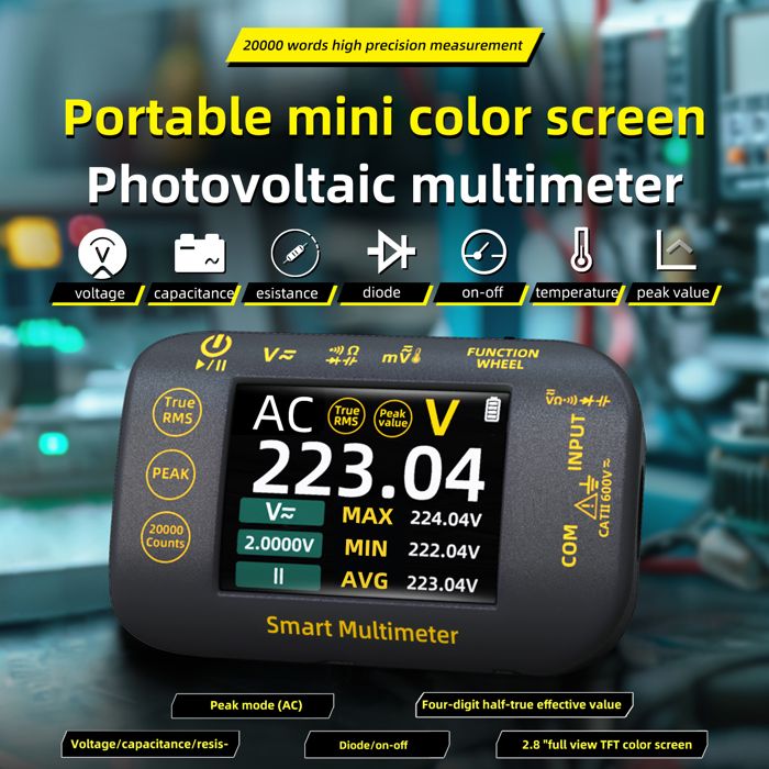 Mini Multimètre Numérique Mastfuyi - Testeur Tension AC/DC, Portable, Rétro-éclairage