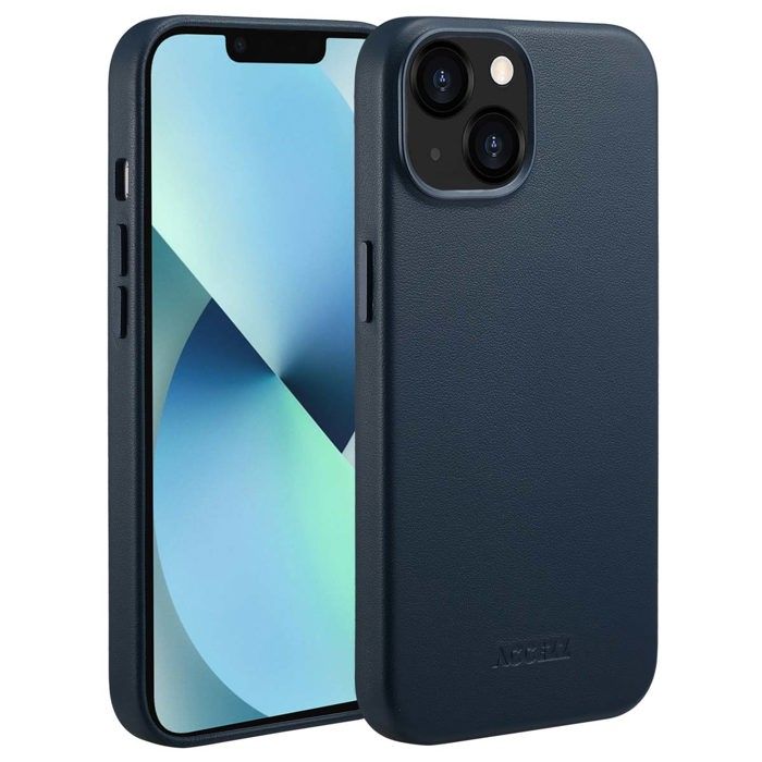 ACCEZZ COQUE POUR IPHONE 13 CUIR VÉRITABLE NIGHTFALL BLUE