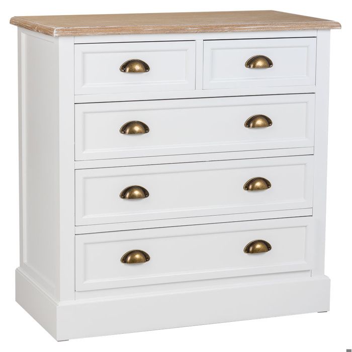 Commode en bois avec 5 tiroirs blanc 80x40x80.5h Commode en bois avec 5 tiroirs blanc 80x40x80.5h