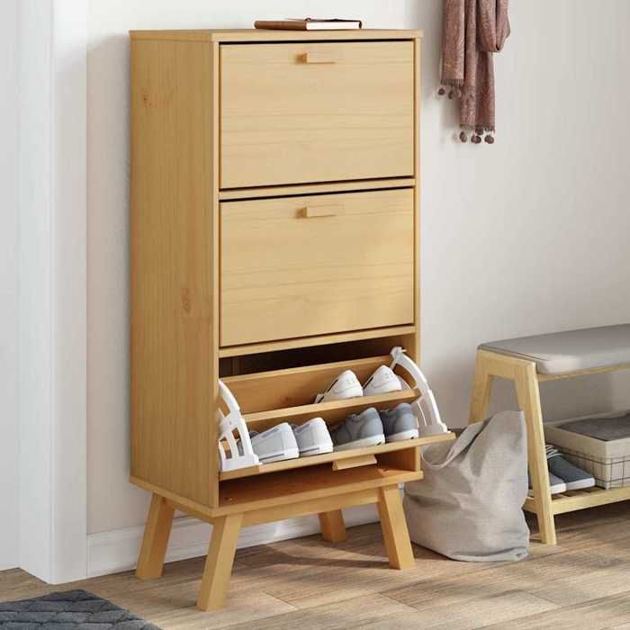 Armoire à chaussures - SWEETY - Meuble à chaussures - OLDEN marron 55x35x120 cm bois pin massif m986 Armoire à chaussures - SWEETY - Meuble à chaussures - OLDEN marron 55x35x120 cm bois pin massif m986