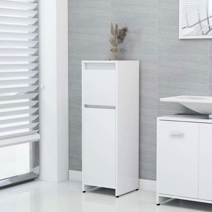 (Blanc)Armoire de rangement contemporain - SIGNOR - Meuble de salle de bain Blanc 30x30x95 cm bois ingénierie 938289