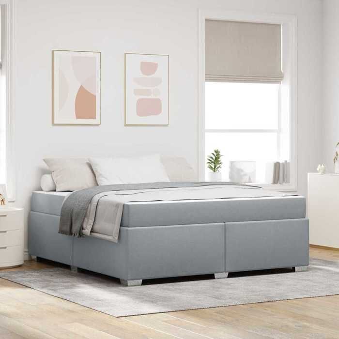 vidaXL Cadre de lit avec matelas Gris clair 180 x 200 cm tissu 3399201