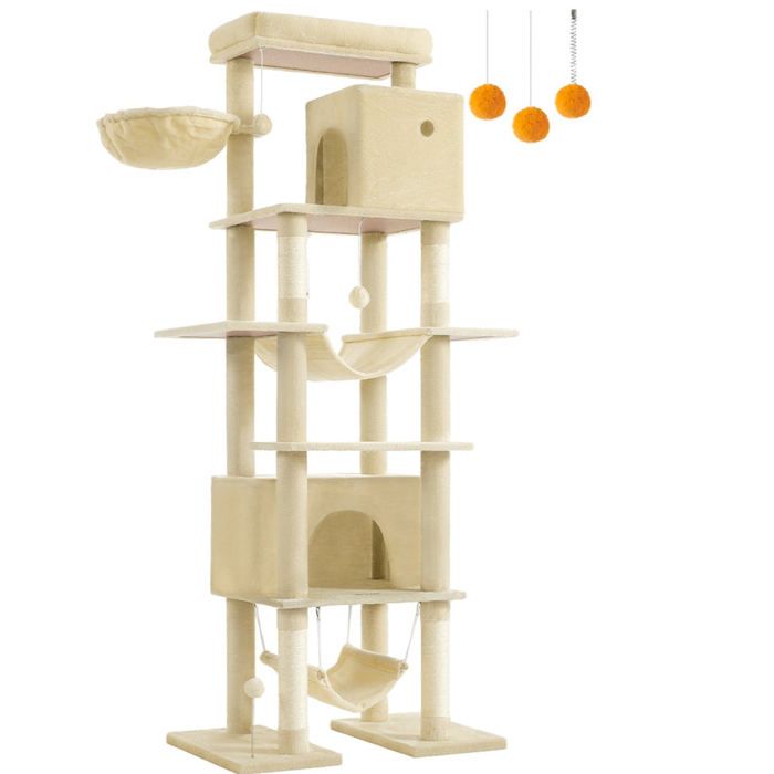 Meilleurs prix pour Arbre à chat - HELLOSHOP26 - XXL - 201 cm - 4 niveaux - 2 hamacs - 2 niches