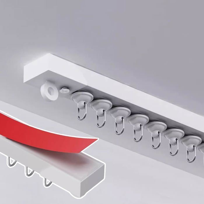 Adhesive Ceiling Curtain Rail No Drilling - 4 x 40 cm (160 cm) Curtain ...