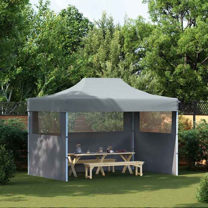 MONE Tonnelle de jardin Tente de réception - Tonne Tente de réception pliable avec 3 parois 3x4 m Acier Anthracite 35598