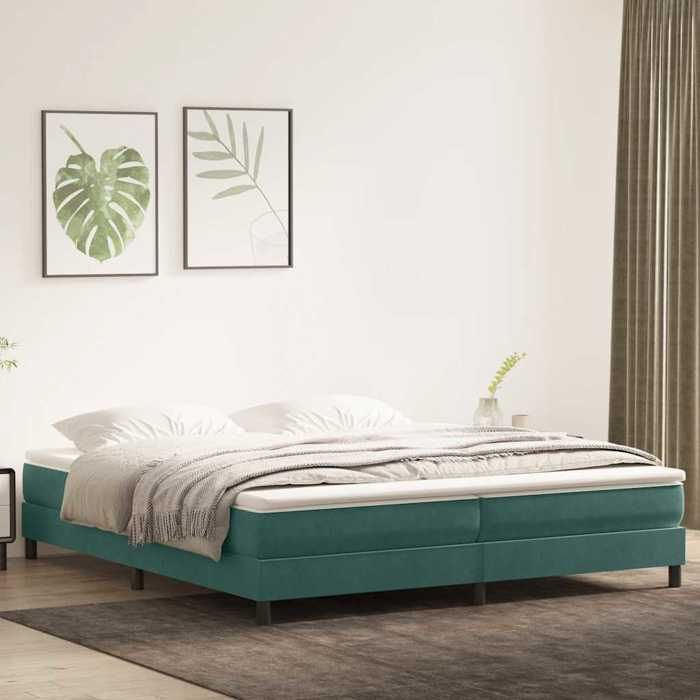Sommier à lattes de lit - vidaxl - Vert foncé - 200x210 cm - Velours - Contreplaqué - Bois dingénierie - 2 places