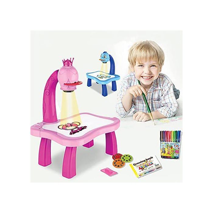 Jeu De Projection De Traces Et De Dessin, Ensemble De Peinture Pour Enfants, Projecteur De Table, Attrayant Et Amusant bleu