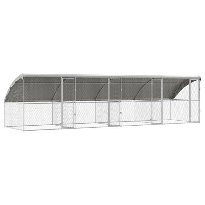 Kennel Pour Chiens vidaXL 4 Pcs 8 x 2 x 2 m – Acier Galvanisé - vue 7