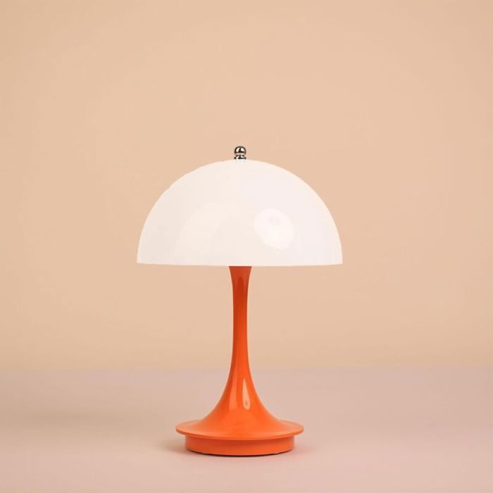 Lampe de table LED champignon - MICH - Portable - USB rechargeable - Dimmable - Tactile - Orange - 5 V/3 W - 1800 mAh