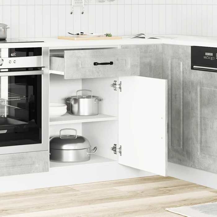BUFFET de cuisine - Vaisselier/Armoire rangement - Kalmar gris béton bois dingénierie 50x46x81.5 cm L398