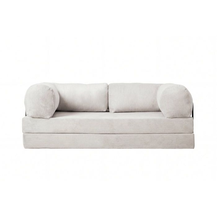 COSIMA - Canapé droit convertible velours côtelé 3 places Beige COSIMA - Canapé droit convertible velours côtelé 3 places Beige