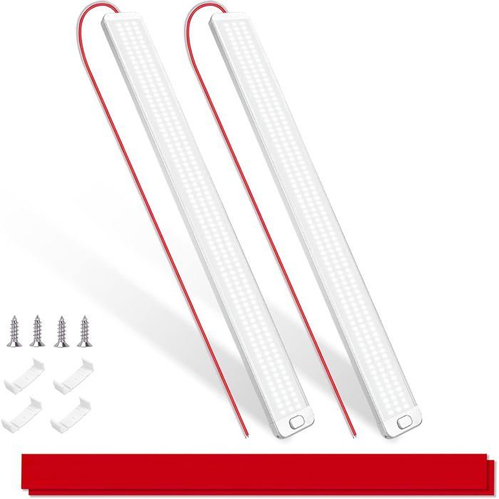 Barre Lumineuse LED 12V - Ultralumineuse 42cm 10W 1000LM 228 LED avec Interrupteur Lot de 2