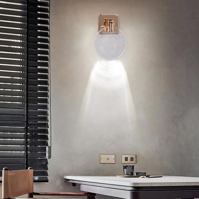 Diday Lampe Murale Moderne LED Applique Murale Conception en Métal et Cristal Anat-jour Design Rond 16cmx16cm Lumière Froide