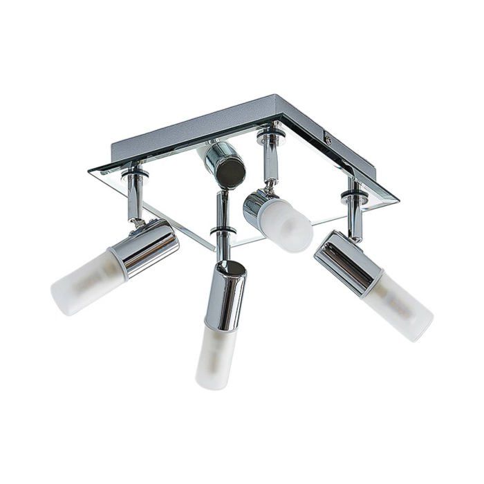 Lindby Plafonnier Salle De Bain Zela à intensité variable (Moderne) en Argent Métal e. a. pour de bain (à 4 lampes G9) WC Luminaire
