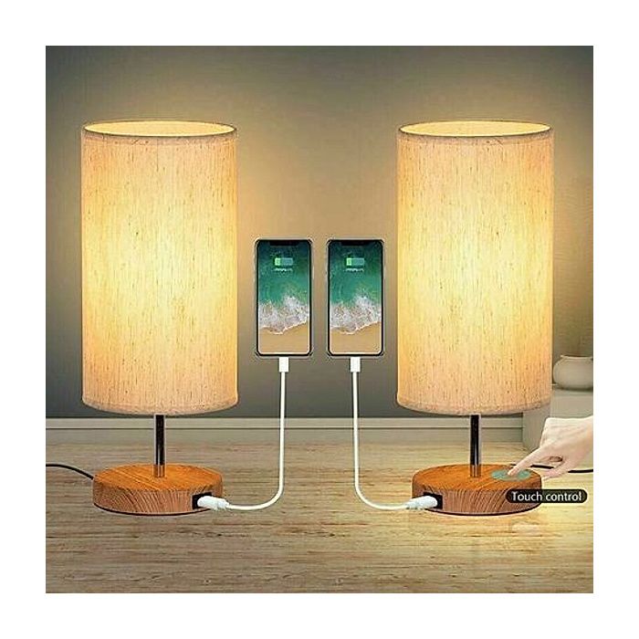 – Lot de 2 lampes de chevet avec commande tactile – 3 températures couleur – Luminosité réglable – Port USB intégré dénergie 90%