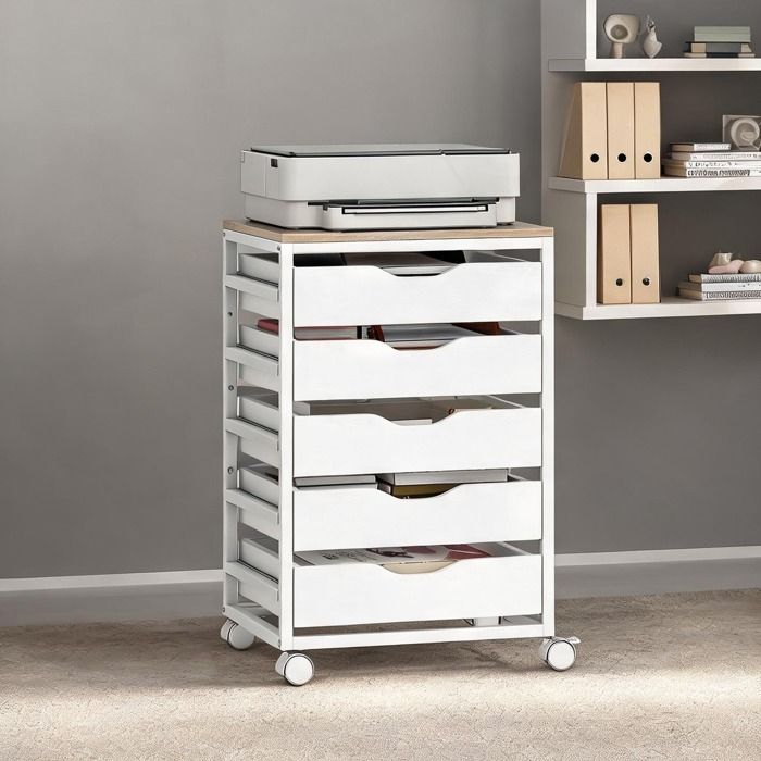 19.7 x 15.8 x 29.3 in and Blanc MDF Office Storage with 50 x 40 x 74 blanc et chêne