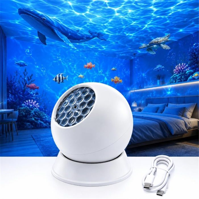 Projecteur monde sous-marin océan-Veilleuse LED-Rotation à 360°-Rechargeable-Lumière USB pour chambre à coucher et salon-Classe