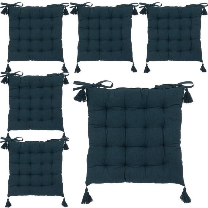 Coussin Déhoussable Atmosphera - Coton Bleu Canard 38x38 Cm - Rembourrage Polyester - Décor Maison Décontracté - 6