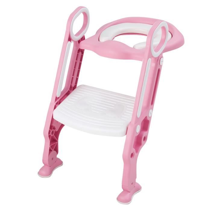 DREAMADE Réducteur Toilette Enfant Pliable Avec Marche Réglable 2-7 Ans - Rehausseur WC Vert En PP Charge 50kg, Siège Apprentissage Pour Toilettes O U V