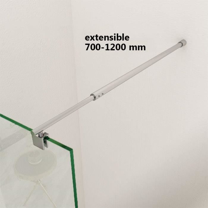 Paroi De Douche QWORKu00ae Barre De Douche Ru00e9glable, 700-1200 Mm Barre De Fixation Pour Paroi Douche Barre De Douche Telescopique Pour Verre 8 10 M Barre Fixation Paroi Douche