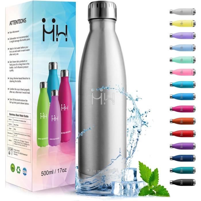 Bouteille Isotherme 1L, Gourde Isotherme Étanche, Gourde Inox Réutilisable, Gourde Métal Durable Sans BPA, Double Paroi, Bouteille D'eau Pour École, Sport, Bureau, Gym, Yoga, Camping, Randonnée