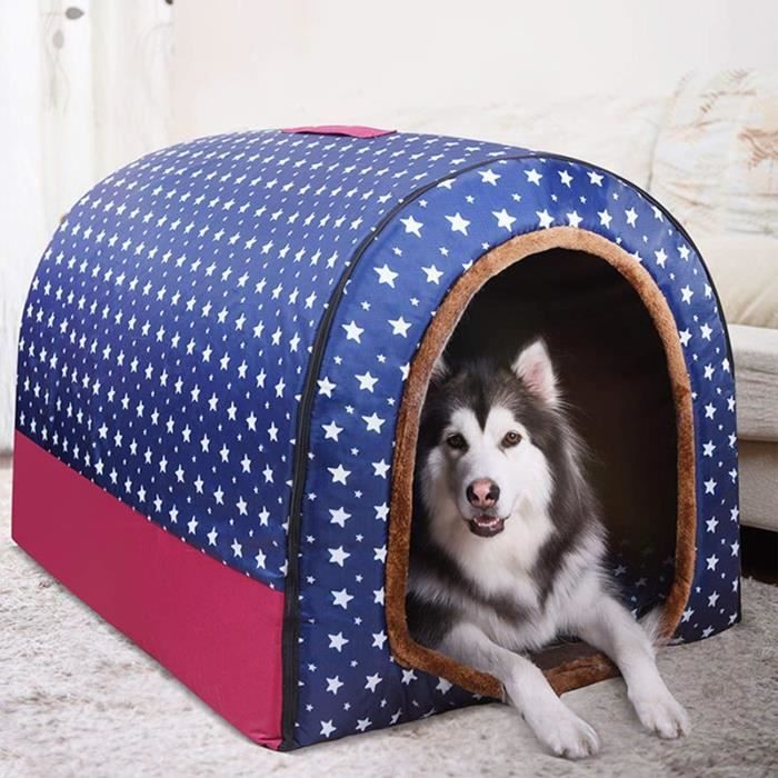 Lit extra large avec toit L - Niche pour chien - Coussin orthopédique confortable et apaisant - Coussin chauffant