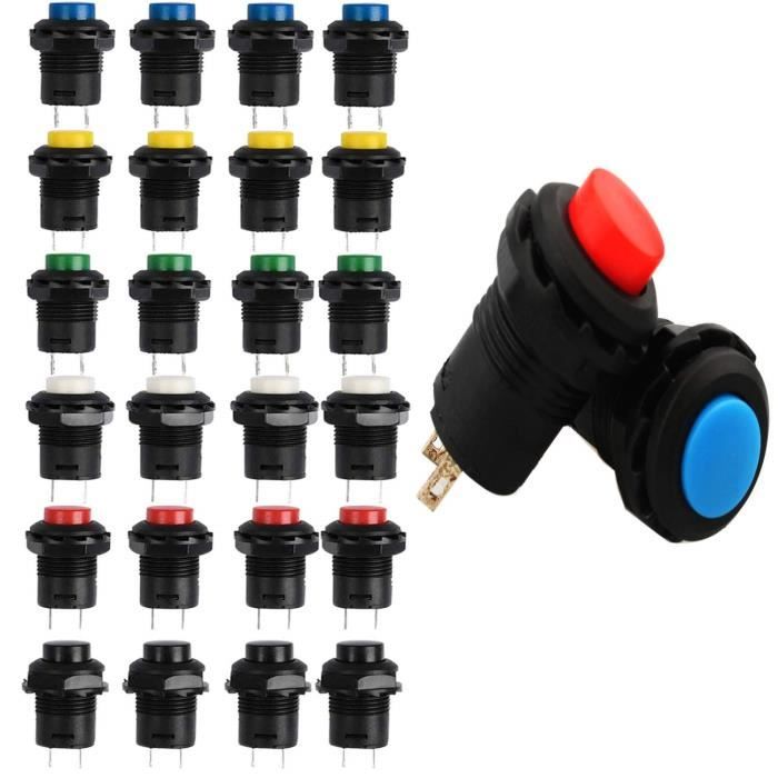 Lot 18 Boutons Poussoir 12mm WayinTop - Mini Switch Momentané Étanche 6 Couleurs