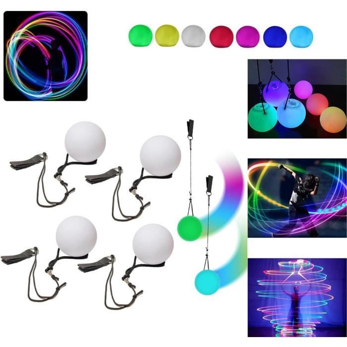 Abiyou Lot de 4 pois LED - Pois en spirale - Avec couleurs arc-en-ciel et effet stroboscopique - Pour enfants, événements électoraux, écoles, concerts