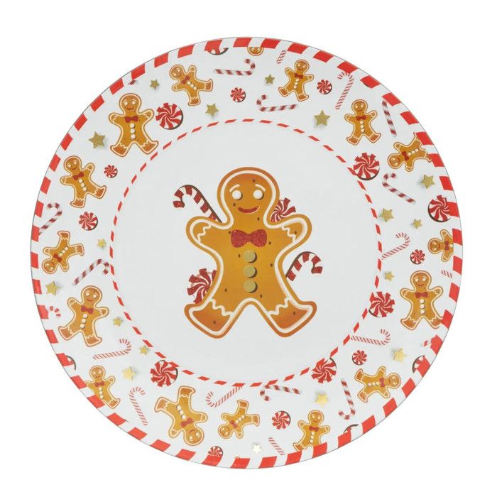 Assiette de présentation - ATMOSPHERA CRÉATEUR DINTÉRIEUR - Pain Épice - Ø33 cm - Polypropylène - Motif Bonhomme pain dépice