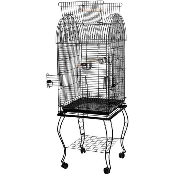 yipeema cage oiseaux sur pied volière détachable sur roulettes pour perruche perroquet canari 59 x 59 x 150 cm