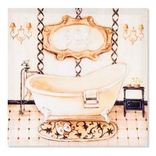 Cadre toile tableau Baignoire - Salle de bain - vintage rétro - 40 x 40 cm  - A - Cdiscount Maison