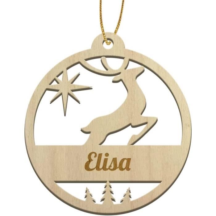 Boule De Noël Personnalisée En Bois - Prénom Gravé, Effet 3D, 5.3 Pouces, Cadeau Familial Unique