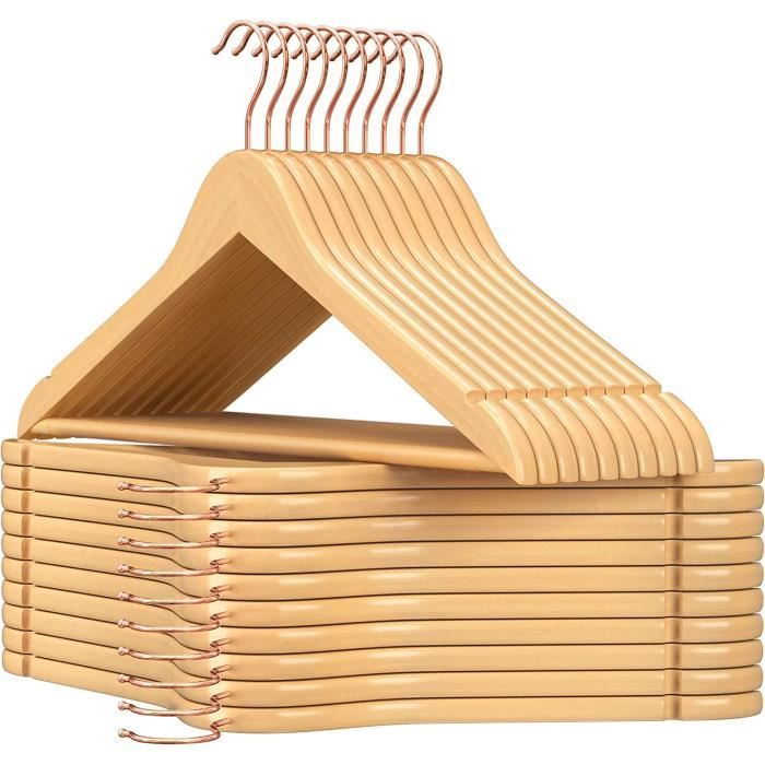 Lot De 24 Cintres En Bois De Cèdre Naturel – Barre Pantalon Antidérapante, Idéal Pour Costumes Et Vêtements Élégants