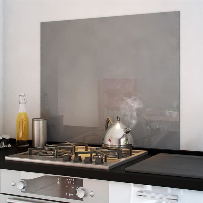 Credence Fond De Hotte Verre Brillant Gris 1200x750 Mm Achat Vente Credence Credence Fond De Hotte Verr Cdiscount