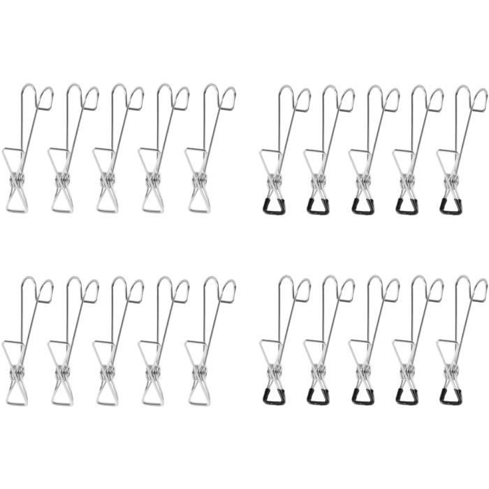 TETEWEVER 40 Pièces Pinces à Linge En Acier Inoxydable, Epingle A Linge, Clips De Cintre à Linge En Acier INOX Pour Vêtements, Serviettes, Chaussettes, Photos, Collations (Gris
