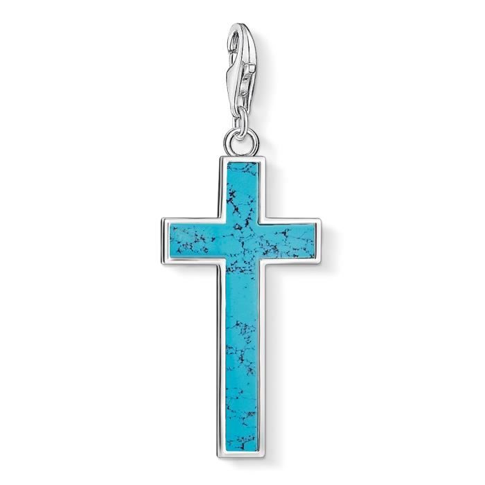 thomas sabo y0021-404-17 charm pendentif croix turquoise